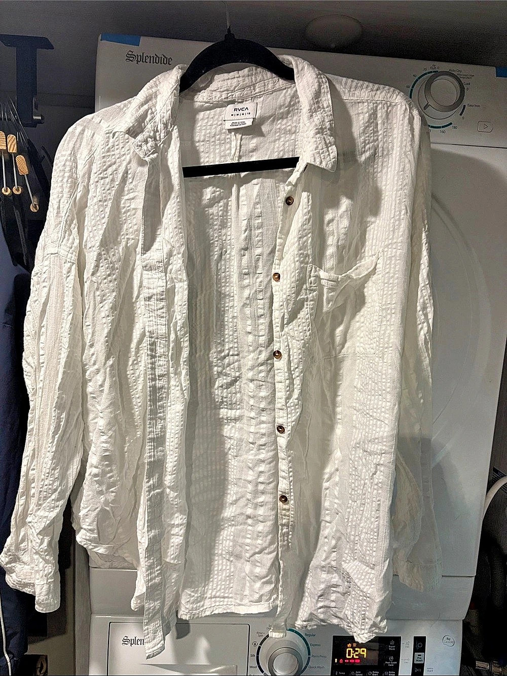 RYCA Textured Button Down Shirt in White Size Medium
